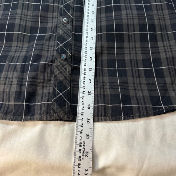 Projek RAW Men's Plaid Short‎ Sleeve Button Up Casual Dress Shirt Gray/Black XL - Picture 14 of 16